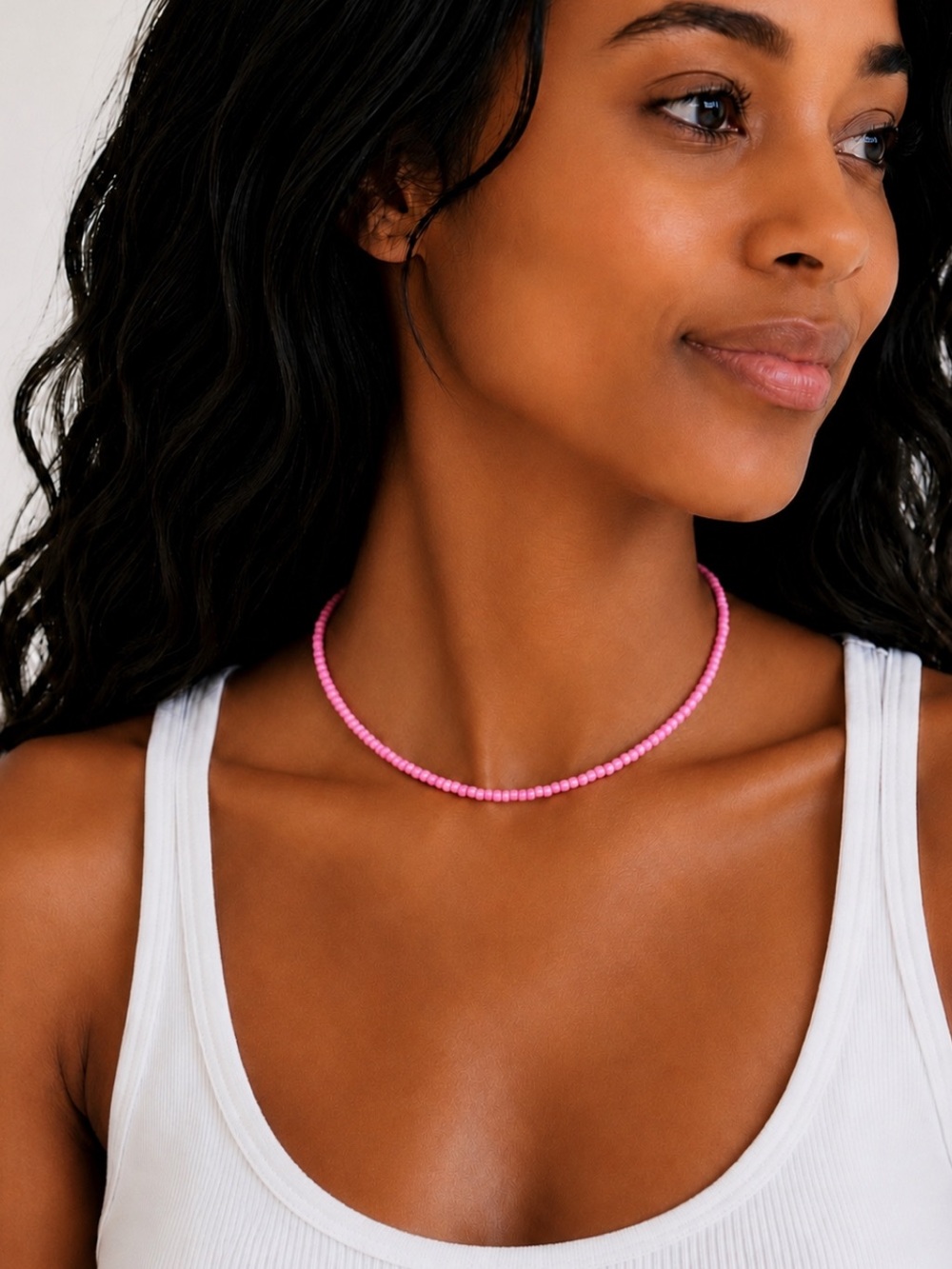 New! Preppy Pink Beaded Dopamine Necklace 5067